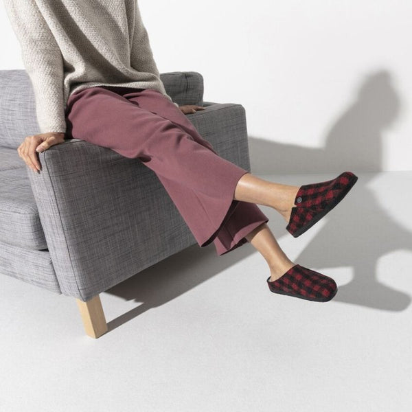 Zermatt Shearling Wool Felt Plaid - Birkenstock - Plaid Red